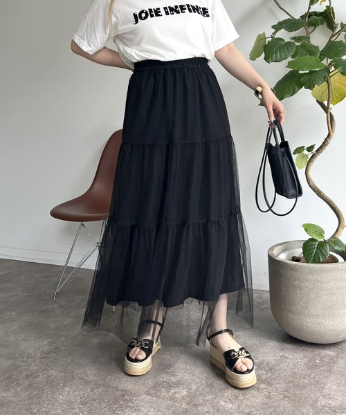 prose verse（プロズヴェール）の「チュールティアードスカート（スカート・レディース・ブラック・ﾌﾘ-）」の12枚目の写真