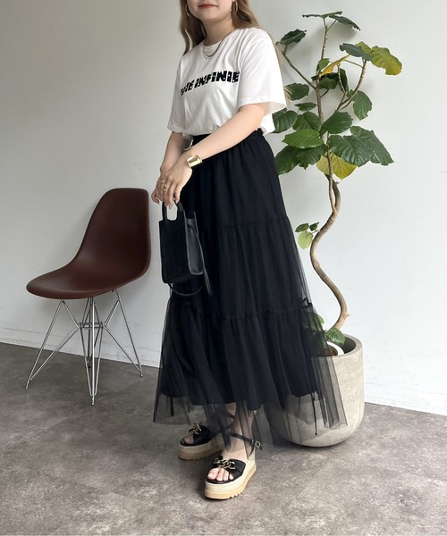 prose verse（プロズヴェール）の「チュールティアードスカート（スカート・レディース・ブラック・ﾌﾘ-）」の9枚目の写真