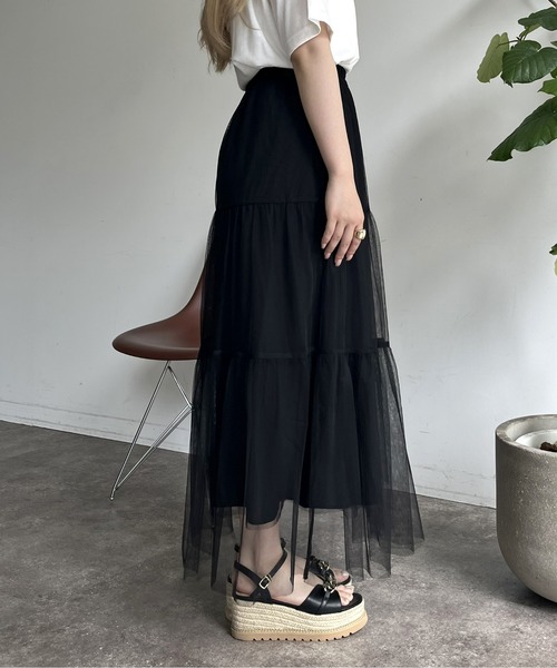 prose verse（プロズヴェール）の「チュールティアードスカート（スカート・レディース・ブラック・ﾌﾘ-）」の11枚目の写真