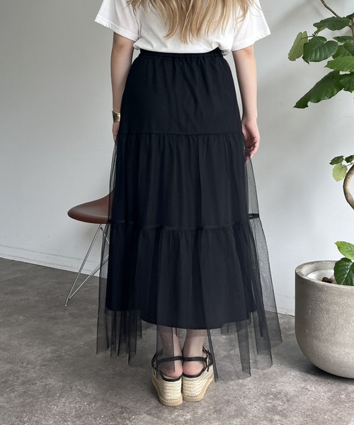 prose verse（プロズヴェール）の「チュールティアードスカート（スカート・レディース・ブラック・ﾌﾘ-）」の3枚目の写真