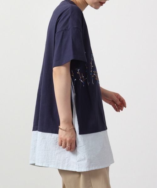 EMAGO カラフル葉っぱの切り替えチュニック 半袖（チュニック）｜Emago（イマゴ）