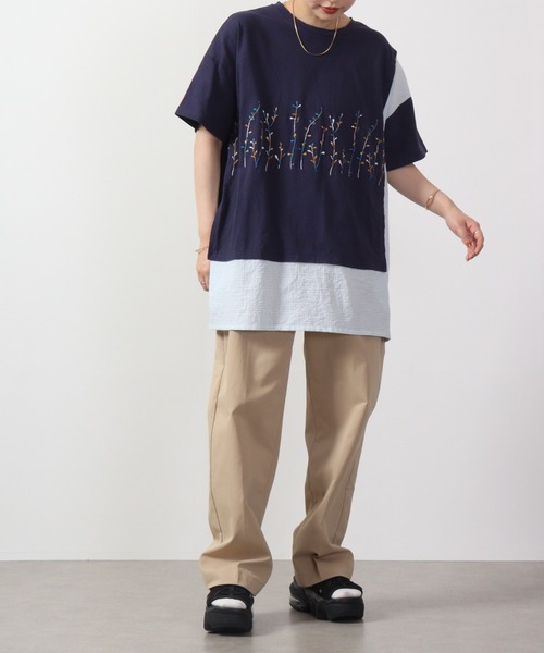 EMAGO カラフル葉っぱの切り替えチュニック 半袖（チュニック）｜Emago（イマゴ）