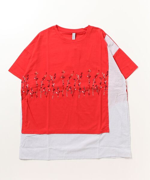 EMAGO カラフル葉っぱの切り替えチュニック 半袖（チュニック）｜Emago（イマゴ）