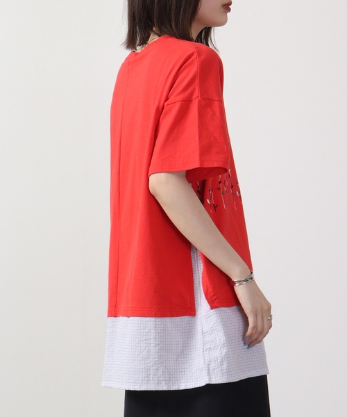 EMAGO カラフル葉っぱの切り替えチュニック 半袖（チュニック）｜Emago（イマゴ）