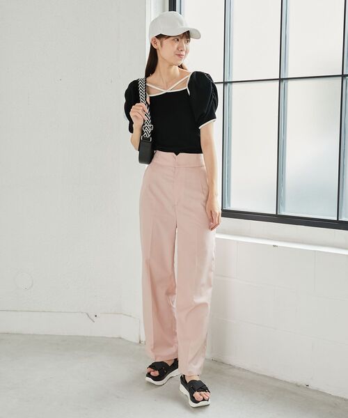 MAJESTIC LEGON（マジェスティックレゴン）の「パイピングリブトップス（Tシャツ/カットソー・レディース・アイボリー/ブラック/ベージュ・MEDIUM）」の20枚目の写真