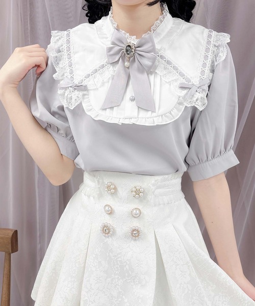 ROJITA(ロジータ)の「ボリューム三角衿ブラウス(シャツ/ブラウス・レディース・ブラック/ホワイト/パープル・FREE)」の7枚目の写真