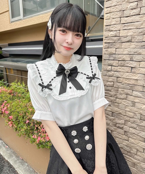 ROJITA(ロジータ)の「ボリューム三角衿ブラウス(シャツ/ブラウス・レディース・ブラック/ホワイト/パープル・FREE)」の10枚目の写真