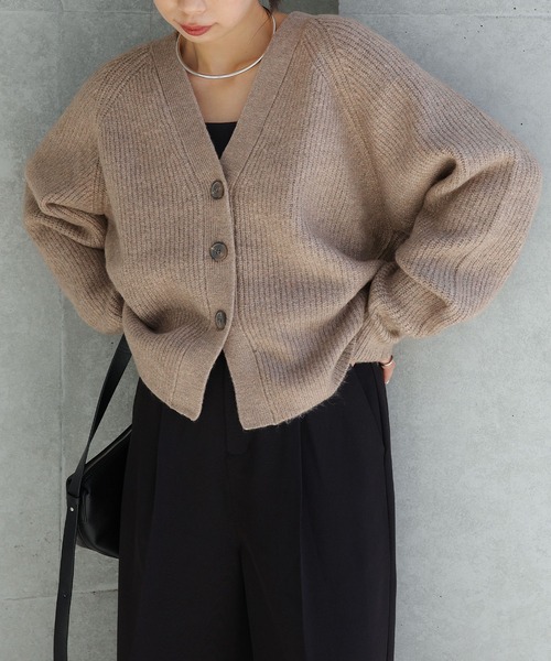セール】片畦編み長袖ニットカーディガン（カーディガン/ボレロ
