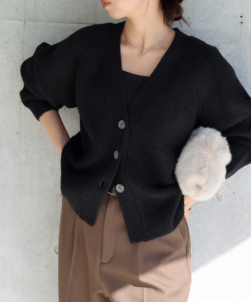 セール】片畦編み長袖ニットカーディガン（カーディガン/ボレロ