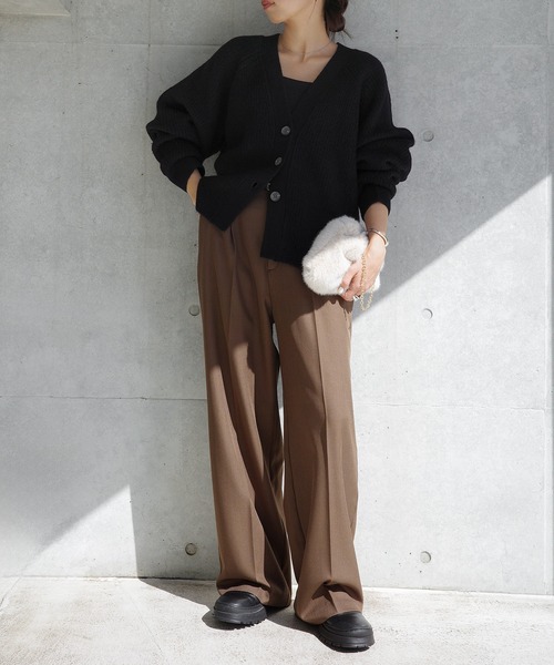 セール】片畦編み長袖ニットカーディガン（カーディガン/ボレロ