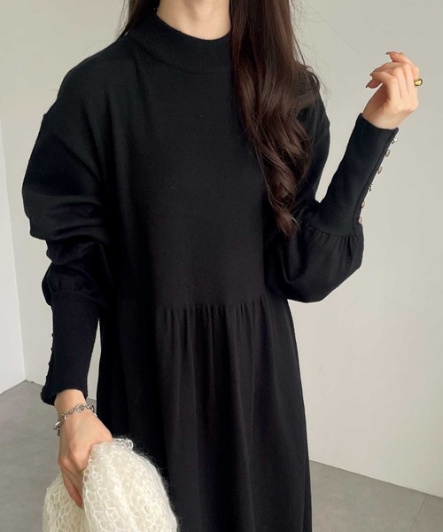 GeeRA（ジーラ）の「フィット＆フレアーニットワンピース（ワンピース・レディース・ブラック/モカ/杢グレー・MEDIUM/LARGE）」の19枚目の写真
