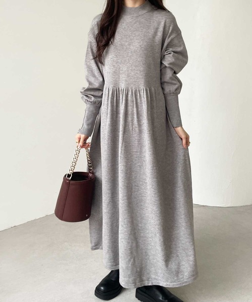 GeeRA（ジーラ）の「フィット＆フレアーニットワンピース（ワンピース・レディース・ブラック/モカ/杢グレー・MEDIUM/LARGE）」の21枚目の写真