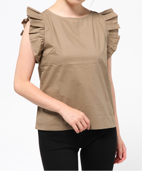 Sheta（シータ）の「肩フリルノースリーブブラウス（シャツ/ブラウス・レディース・ベージュ/オフホワイト・FREE）」の2枚目の写真