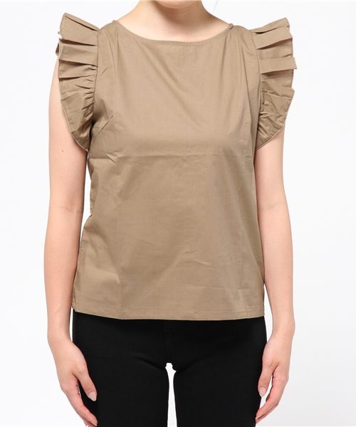 Sheta（シータ）の「肩フリルノースリーブブラウス（シャツ/ブラウス・レディース・ベージュ/オフホワイト・FREE）」の3枚目の写真