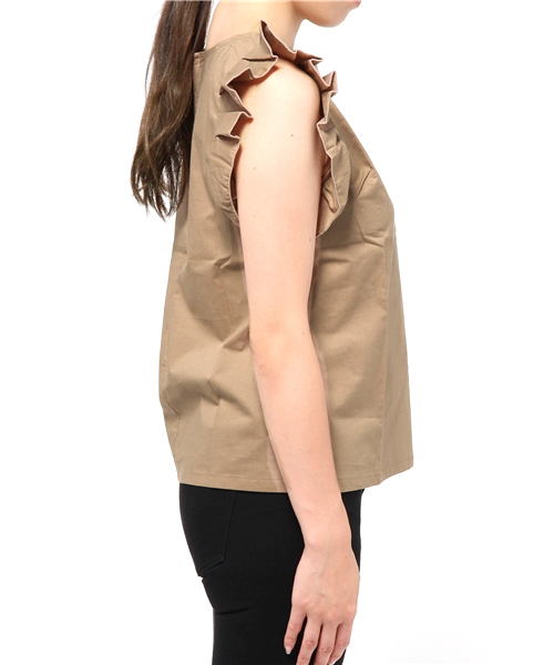 Sheta（シータ）の「肩フリルノースリーブブラウス（シャツ/ブラウス・レディース・ベージュ/オフホワイト・FREE）」の4枚目の写真