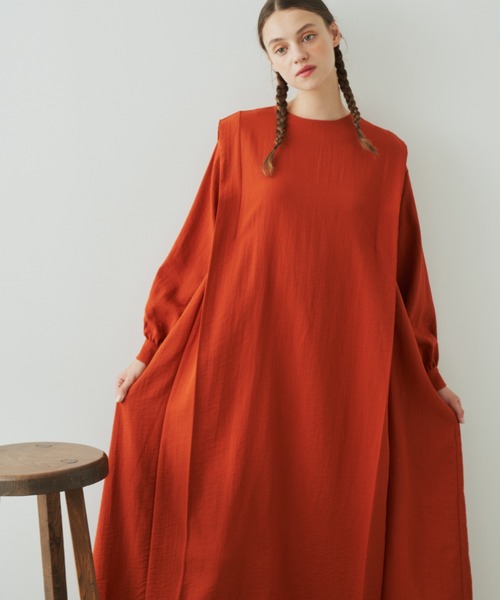 EDIT Gris(エディットグリ)の「Aラインショルダータックワンピース(ワンピース・レディース・オレンジ/ドット/ブラック・FREE)」の6枚目の写真