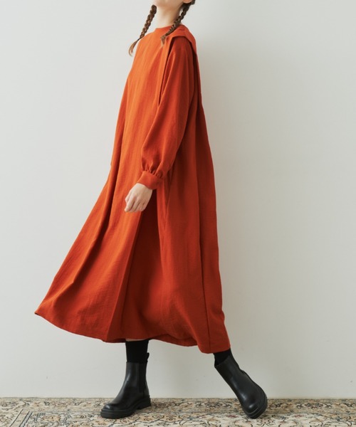 EDIT Gris(エディットグリ)の「Aラインショルダータックワンピース(ワンピース・レディース・オレンジ/ドット/ブラック・FREE)」の20枚目の写真