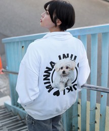 「別注」 柴犬紹介メニューフォトバックプリント ハーフジップスウェット長袖プルオーバー（裏起毛）/メンズ レディース/犬モチーフ/犬グッズ