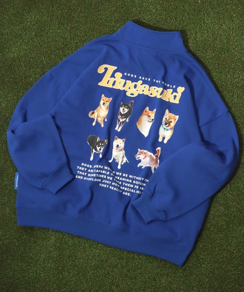 Salong hameu（サロン ハミュー）の「「別注」 柴犬紹介メニューフォトバックプリント ハーフジップスウェット長袖プルオーバー（裏起毛）/メンズ レディース/犬モチーフ/犬グッズ（スウェット・レディース・グレー系その他/ブラック系その他/ロイヤルブルー/ホワイト系その他/ホワイト/ブラック/アッシュグレー/ブルー・L/M/XL）」の8枚目の写真