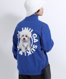 Salong hameu（サロン ハミュー）の「「別注」 柴犬紹介メニューフォトバックプリント ハーフジップスウェット長袖プルオーバー（裏起毛）/メンズ レディース/犬モチーフ/犬グッズ（スウェット）」