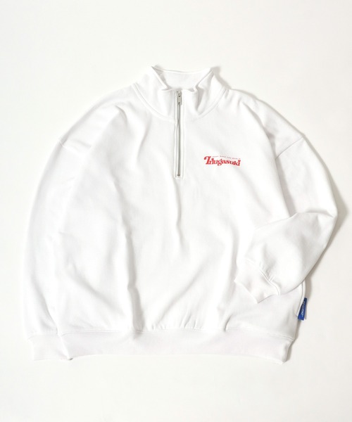 Salong hameu（サロン ハミュー）の「「別注」 柴犬紹介メニューフォトバックプリント ハーフジップスウェット長袖プルオーバー（裏起毛）/メンズ レディース/犬モチーフ/犬グッズ（スウェット・レディース・グレー系その他/ブラック系その他/ロイヤルブルー/ホワイト系その他/ホワイト/ブラック/アッシュグレー/ブルー・L/M/XL）」の9枚目の写真