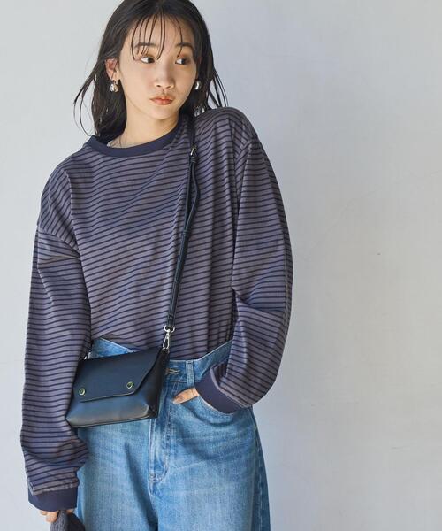 coen（コーエン）の「USAコットンレトロボーダーTシャツ（WEB限定カラー）（Tシャツ/カットソー・レディース・ブラック/ベージュ/パープル/ブラウン/オレンジ/モカ/ナチュラル/オレンジ系その他/ダークグレー・M/L）」の10枚目の写真