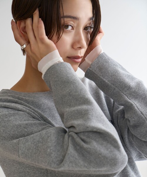 UNFILO(アンフィーロ)の「【洗える】シアーカフスインナー(Tシャツ/カットソー・レディース・アイボリー系/ホワイト系・LARGE/SMALL/MEDIUM)」の13枚目の写真
