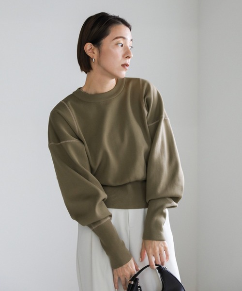 select MOCA（セレクトモカ）の「スポンディッシュスウェットライクニット（ニット/セーター・レディース・ホワイト/ブラック/グレイッシュベージュ・FREE）」の19枚目の写真