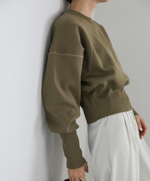 select MOCA（セレクトモカ）の「スポンディッシュスウェットライクニット（ニット/セーター・レディース・ホワイト/ブラック/グレイッシュベージュ・FREE）」の16枚目の写真