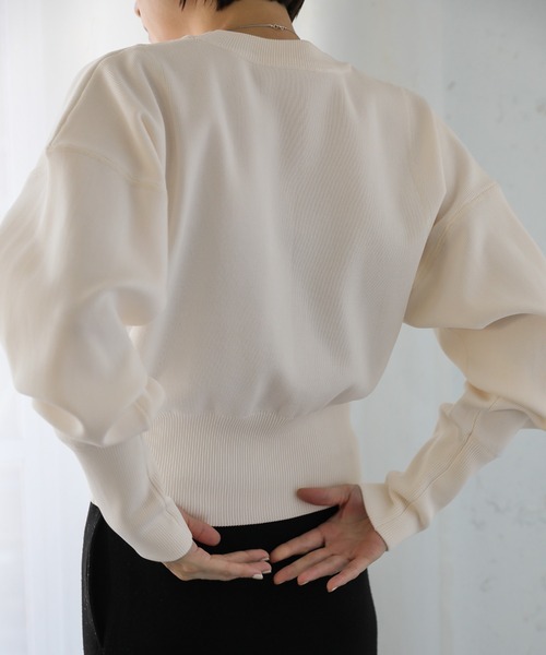 select MOCA（セレクトモカ）の「スポンディッシュスウェットライクニット（ニット/セーター・レディース・ホワイト/ブラック/グレイッシュベージュ・FREE）」の12枚目の写真
