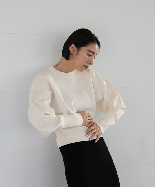 select MOCA（セレクトモカ）の「スポンディッシュスウェットライクニット（ニット/セーター・レディース・ホワイト/ブラック/グレイッシュベージュ・FREE）」の15枚目の写真