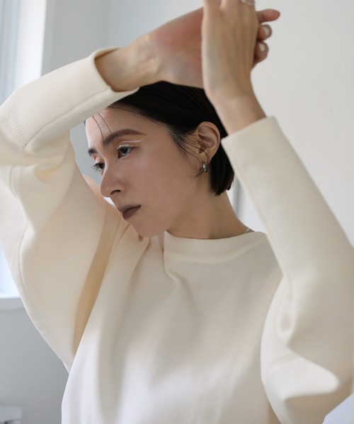 select MOCA（セレクトモカ）の「スポンディッシュスウェットライクニット（ニット/セーター・レディース・ホワイト/ブラック/グレイッシュベージュ・FREE）」の11枚目の写真