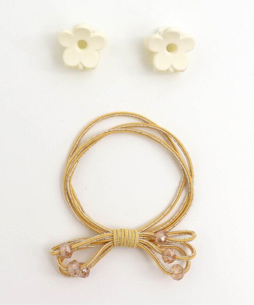 apres les cours(アプレレクール)の「お花ミニクリップ・リボンヘアゴムセット(ヘアゴム・キッズ・ピンク/アイボリー・FREE)」の4枚目の写真