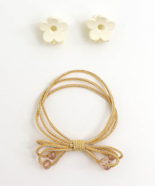 apres les cours(アプレレクール)の「お花ミニクリップ・リボンヘアゴムセット(ヘアゴム・キッズ・ピンク/アイボリー・FREE)」の6枚目の写真