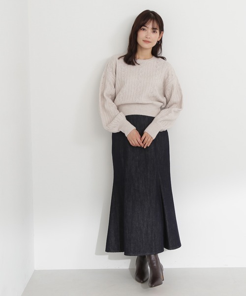 NATURAL BEAUTY BASIC（ナチュラルビューティーベーシック）の「デニムライクシリーズ マーメイドスカート（デニムスカート・レディース・ネイビー・MEDIUM/SMALL）」の19枚目の写真