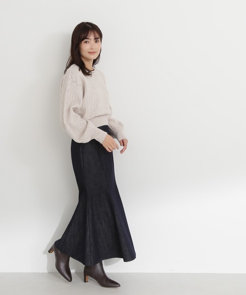 NATURAL BEAUTY BASIC（ナチュラルビューティーベーシック）の「デニムライクシリーズ マーメイドスカート（デニムスカート・レディース・ネイビー・MEDIUM/SMALL）」の22枚目の写真