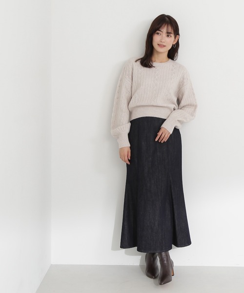 NATURAL BEAUTY BASIC（ナチュラルビューティーベーシック）の「デニムライクシリーズ マーメイドスカート（デニムスカート・レディース・ネイビー・MEDIUM/SMALL）」の21枚目の写真
