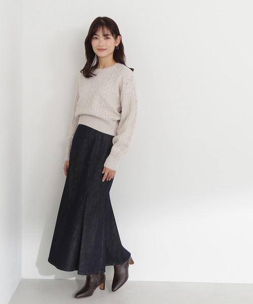 NATURAL BEAUTY BASIC（ナチュラルビューティーベーシック）の「デニムライクシリーズ マーメイドスカート（デニムスカート・レディース・ネイビー・MEDIUM/SMALL）」の20枚目の写真
