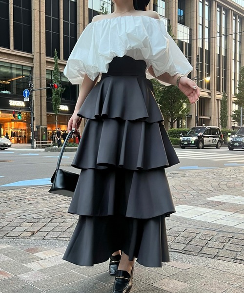 JUNOAH（ジュノア）の「コルセットデザインフリルスカート