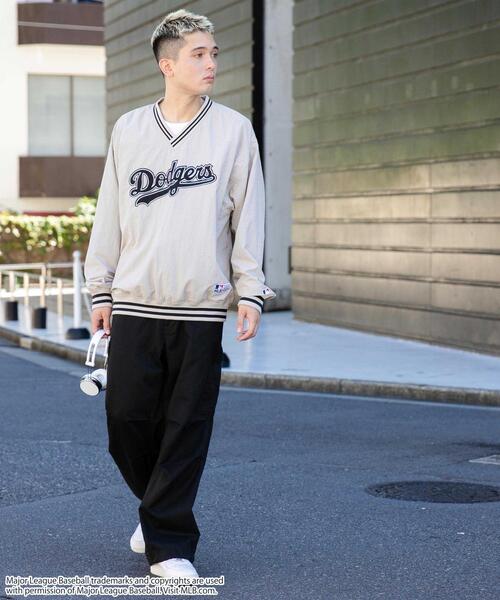 MLB（メジャーリーグベースボール）の「∴WEGO/別注MLBナイロンプルオーバー（ジャージ・メンズ・ブラック/ライトグレー/ダークグレー・MEDIUM/LARGE）」の5枚目の写真