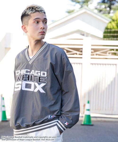 MLB（メジャーリーグベースボール）の「∴WEGO/別注MLBナイロンプルオーバー（ジャージ・メンズ・ブラック/ライトグレー/ダークグレー・MEDIUM/LARGE）」の19枚目の写真