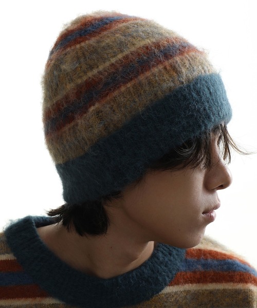 MASONPRINCE（メイソンプリンス）の「ワンポイントロゴ ボーダーニット帽 MZ2115【MASONPRINCE】（ニットキャップ/ビーニー・メンズ・グレー系その他/イエロー系その他・FREE）」の5枚目の写真
