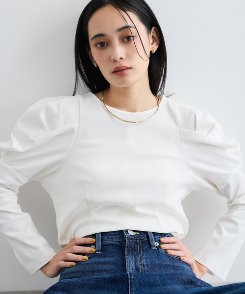 VIS(ビス)の「【洗える】タックボリュームスリーブカットソー(Tシャツ/カットソー・レディース・ブラック/オフホワイト/ターコイズブルー/グレー・FREE)」の17枚目の写真