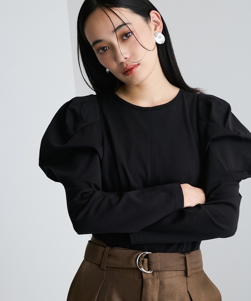 tシャツ タックボリュームスリーブカットソー レディース セール】【洗える】タックボリュームスリーブカットソー（T