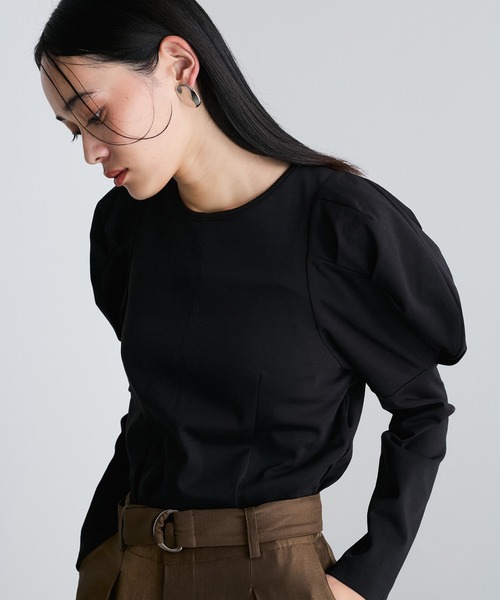 VIS(ビス)の「【洗える】タックボリュームスリーブカットソー(Tシャツ/カットソー・レディース・ブラック/オフホワイト/ターコイズブルー/グレー・FREE)」の21枚目の写真