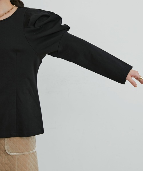 VIS(ビス)の「【洗える】タックボリュームスリーブカットソー(Tシャツ/カットソー・レディース・ブラック/オフホワイト/ターコイズブルー/グレー・FREE)」の9枚目の写真