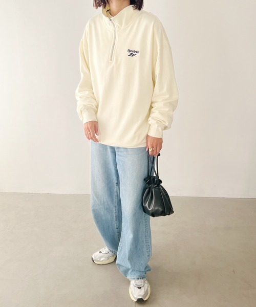 Reebok(リーボック)の「【Reebok/リーボック】 別注 ハーフジップ ビッグシルエット ワンポイント刺繍 裏毛スウェット(スウェット・レディース・アイボリー/ブラック/グレー・FREE)」の7枚目の写真