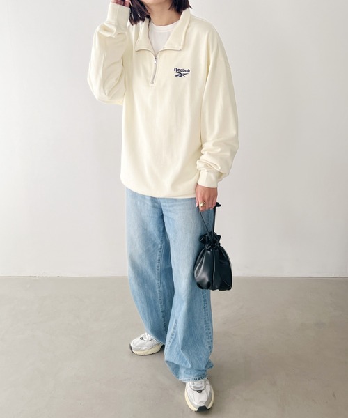 Reebok(リーボック)の「【Reebok/リーボック】 別注 ハーフジップ ビッグシルエット ワンポイント刺繍 裏毛スウェット(スウェット・レディース・アイボリー/ブラック/グレー・FREE)」の15枚目の写真