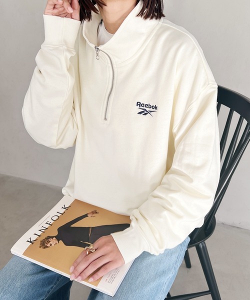 Reebok(リーボック)の「【Reebok/リーボック】 別注 ハーフジップ ビッグシルエット ワンポイント刺繍 裏毛スウェット(スウェット・レディース・アイボリー/ブラック/グレー・FREE)」の20枚目の写真