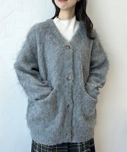 niko and...（ニコアンド）の「モンスターブラッシュVネックカーディガン（カーディガン/ボレロ・レディース・ブルー/ピンク/グレー/アイボリー・BIG(L)/MEDIUM）」の2枚目の写真